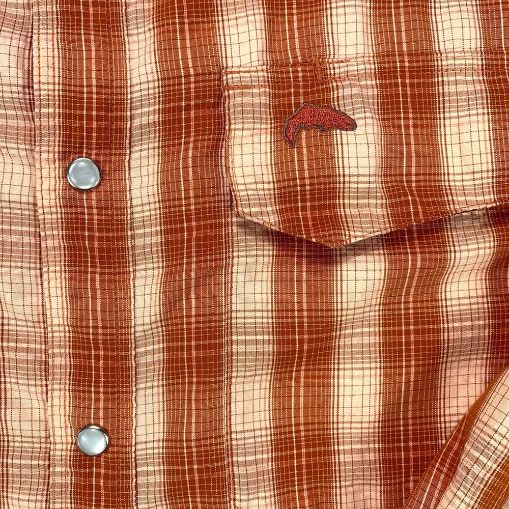 Simms Big Sky Men’s L Orange Plaid Long Sleeve Fishing Shirt Vented - Picture 3 of 9
